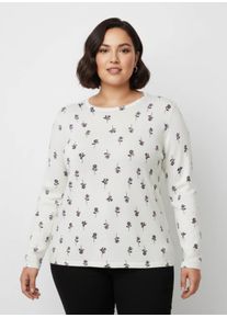 sheego Große Größen Feinstrickpullover mit Blumen-Dessin, ecru-bedruckt, Größe 44 - Damen