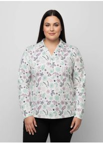 sheego Große Größen Poloshirt floral bedruckt, ecru-mauve-bedruckt, Größe 52 - Damen