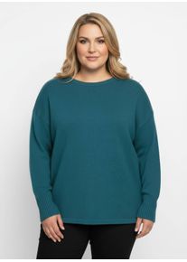 sheego Große Größen Pullover im Oversize-Schnitt, aquapetrol, Größe 38 - Damen