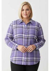 sheego Gro&szlig;e Gr&ouml;&szlig;en Flanellbluse im garngef&auml;rbten Karomuster, lila-lavendel-kariert, Gr&ouml;&szlig;e 40 - Damen
