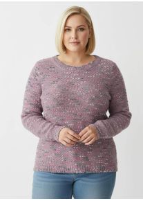 sheego Große Größen Bouclé-Pullover in Linksstrick, mauve-meliert, Größe 48 - Damen