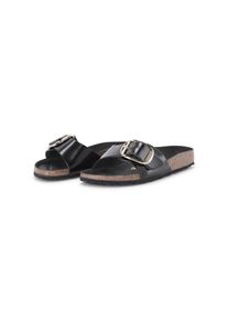 Birkenstock Low-Top Sneaker - Sandale Madrid Big Buckle Natural Leather - Gr. 39 (EU) - in Schwarz - f&uuml;r Damen