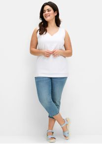 sheego Große Größen Trägertop mit doppellagiger Front und Herzausschnitt, ecru, Größe 48 - Damen