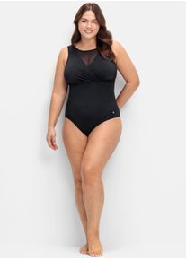 sheego Große Größen Badeanzug in Wickeloptik, schwarz, Größe 42B - Damen