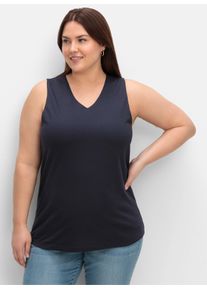 sheego Gro&szlig;e Gr&ouml;&szlig;en Tanktop mit doppellagigem Vorderteil, tiefblau, Gr&ouml;&szlig;e 42 - Damen