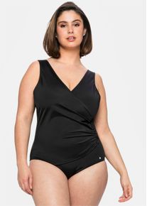 sheego Große Größen Badeanzug in Wickeloptik, schwarz, Größe 58B - Damen