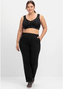 sheego Große Größen Sport-BH ohne Bügel mit Netzeinsätzen, schwarz, Größe 100D - Damen