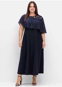 sheego Große Größen Abendkleid mit Chiffon-Cape, marine, Größe 54 - Damen