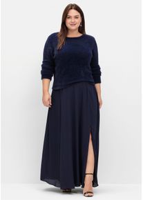 sheego Große Größen Pullover mit tiefem V-Ausschnitt hinten, marine, Größe 48/50 - Damen