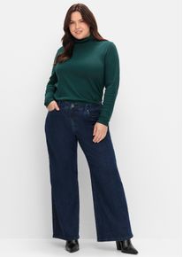 sheego Große Größen High-waist-Jeans mit durchgehend weitem Bein, dark blue denim, Größe 54 - Damen