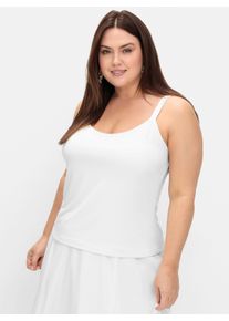 sheego Gro&szlig;e Gr&ouml;&szlig;en Spaghettitop mit tiefem Rundhalsausschnitt, offwhite, Gr&ouml;&szlig;e 58 - Damen