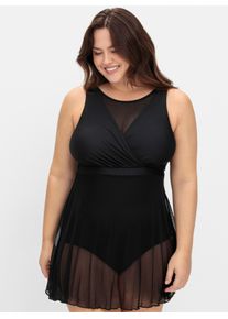 sheego Große Größen Badekleid in Wickeloptik, schwarz, Größe 46C - Damen