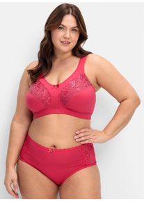 sheego Große Größen Entlastungs-BH ohne Bügel im Doppelpack, graphit + orchidee, Größe 115C - Damen