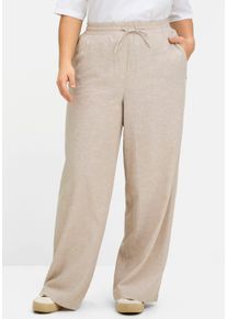 sheego Große Größen Jogg Pants aus Leinen-Mix, weite Form, beige, Größe 44 - Damen