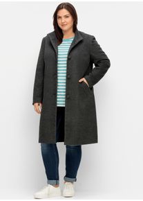 sheego Gro&szlig;e Gr&ouml;&szlig;en Wintermantel mit Stehkragen, anthrazit meliert, Gr&ouml;&szlig;e 50 - Damen