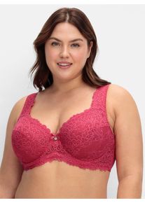 sheego Große Größen Bügel-BH mit floraler Spitze, orchidee, Größe 120D - Damen