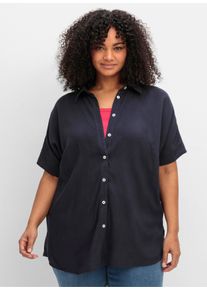 sheego Gro&szlig;e Gr&ouml;&szlig;en Hemdbluse mit &uuml;berschnittenen Schultern, tiefblau, Gr&ouml;&szlig;e 52 - Damen