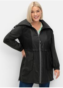 sheego Gro&szlig;e Gr&ouml;&szlig;en Outdoorjacke mit Kontrastpassen, schwarz, Gr&ouml;&szlig;e 44 - Damen