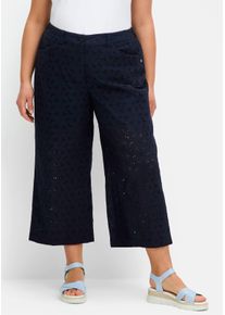 sheego Gro&szlig;e Gr&ouml;&szlig;en Culotte mit Lochstickerei, tiefblau, Gr&ouml;&szlig;e 54 - Damen