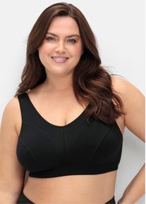 sheego Große Größen BH ohne Bügel mit Mesh-Einsätzen, schwarz, Größe 85D - Damen