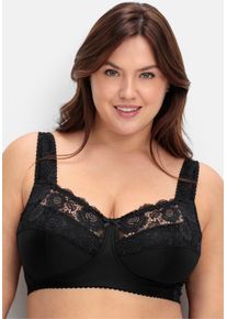 sheego Gro&szlig;e Gr&ouml;&szlig;en B&uuml;gelloser BH mit Spitze, wattierte Cups, schwarz, Gr&ouml;&szlig;e 125D - Damen