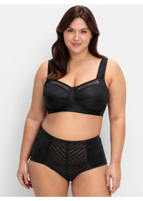 sheego Große Größen Entlastungs-BH ohne Bügel mit Spitzen-Details, schwarz, Größe 115B - Damen