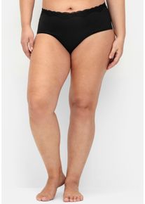 sheego Gro&szlig;e Gr&ouml;&szlig;en Slip mit Spitzenkante, im Doppelpack, schwarz + schwarz, Gr&ouml;&szlig;e 52/54 - Damen