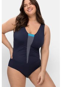 sheego Große Größen Badeanzug mit Powernetz-Einsatz, marine-gestreift, Größe 58B - Damen