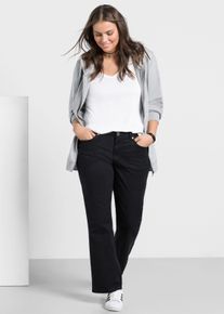 sheego Große Größen Bootcuthose aus Baumwoll-Twill, schwarz, Größe 58 - Damen