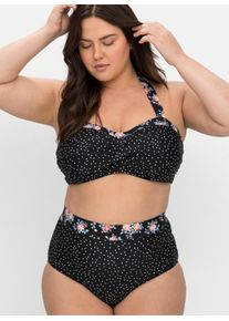 sheego Große Größen Bikini-Oberteil in Wickeloptik, schwarz-gepunktet, Größe 54E - Damen