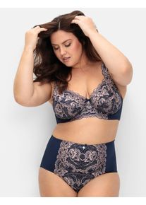 sheego Große Größen Bügel-BH mit Kontrast-Spitze, marine-rosé, Größe 115C - Damen