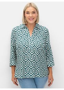 sheego Gro&szlig;e Gr&ouml;&szlig;en Tunika mit grafischem Alloverprint, petrol-gemustert, Gr&ouml;&szlig;e 44 - Damen