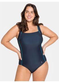 sheego Große Größen Badeanzug mit Kontrastpaspeln und Shaping-Effekt, nachtblau, Größe 52C - Damen