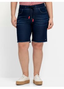 sheego Gro&szlig;e Gr&ouml;&szlig;en Bermudas mit schmaler Beinform, dark blue denim, Gr&ouml;&szlig;e 52 - Damen