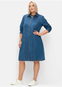 sheego Große Größen Jeanskleid mit Druckknopfleiste, blue denim, Größe 56 - Damen