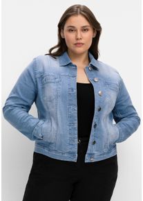 sheego Gro&szlig;e Gr&ouml;&szlig;en Jeansjacke in leicht taillierter Form, light blue-denim, Gr&ouml;&szlig;e 48 - Damen
