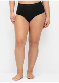 sheego Große Größen String im Doppelpack, im High-Waist-Schnitt, schwarz + schwarz, Größe 44/46 - Damen