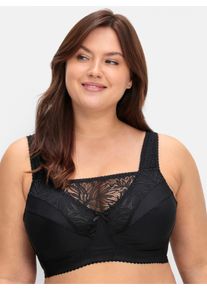 sheego Große Größen BH ohne Bügel mit Spitzeneinsatz, schwarz, Größe 95C - Damen