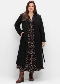 sheego Große Größen Wintermantel in angerauter Qualität mit Woll-Anteil, schwarz, Größe 42 - Damen