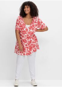 sheego by Joe Browns sheego Große Größen Longshirt in Layeroptik, mit Blumendruck, ecru-gemustert, Größe 56/58 - Damen