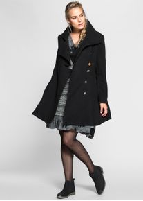 sheego by Joe Browns sheego Gro&szlig;e Gr&ouml;&szlig;en Kurzmantel in asymmetrischem Schnitt, schwarz, Gr&ouml;&szlig;e 58 - Damen