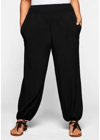 sheego Große Größen Schlupfhose mit Smokbund, weite Form, schwarz, Größe 52 - Damen