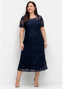 sheego Große Größen Abendkleid mit Zierborten, marine, Größe 54 - Damen
