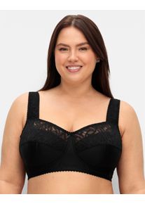 sheego Große Größen Entlastungs-BH ohne Bügel mit transparenter Spitze, schwarz, Größe 120B - Damen