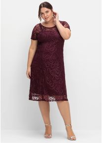 sheego Große Größen Cocktailkleid mit Zierborten, aubergine, Größe 50 - Damen