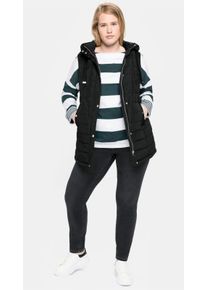 sheego Gro&szlig;e Gr&ouml;&szlig;en Steppweste mit Kapuze, schwarz, Gr&ouml;&szlig;e 56 - Damen