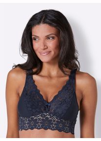 Miss Mary Of Sweden sheego Große Größen BH ohne Bügel mit elastischer Spitze, dunkelblau, Größe 100A - Damen