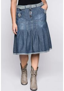 sheego by Joe Browns sheego Große Größen Jeansrock mit Falten, in A-Linie, blue denim, Größe 54 - Damen