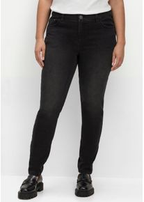 sheego Große Größen Skinny Jeans mit bequemer Taille, black denim, Größe 48 - Damen