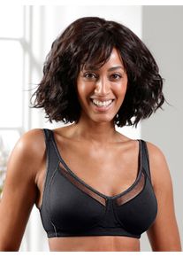 sheego Große Größen Entlastungs-BH ohne Bügel mit wattierten Trägern, schwarz, Größe 95B - Damen
